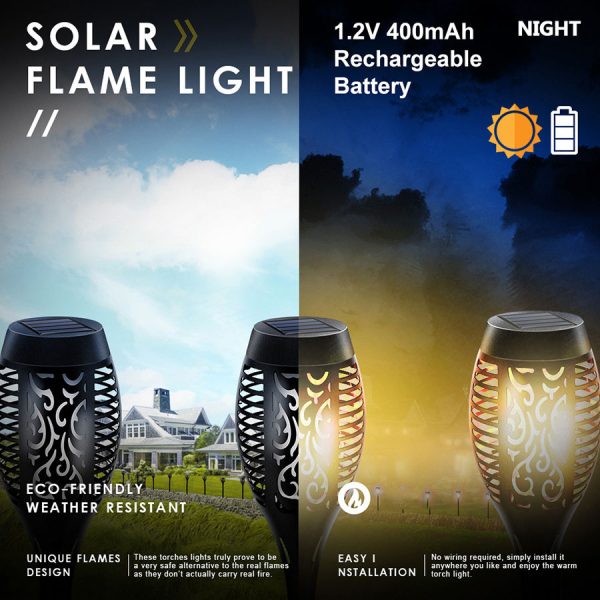LED Solar Lamp Torch Lights for Outdoor Garden Landscape Decoration Light Solar Dancing Flame Light 