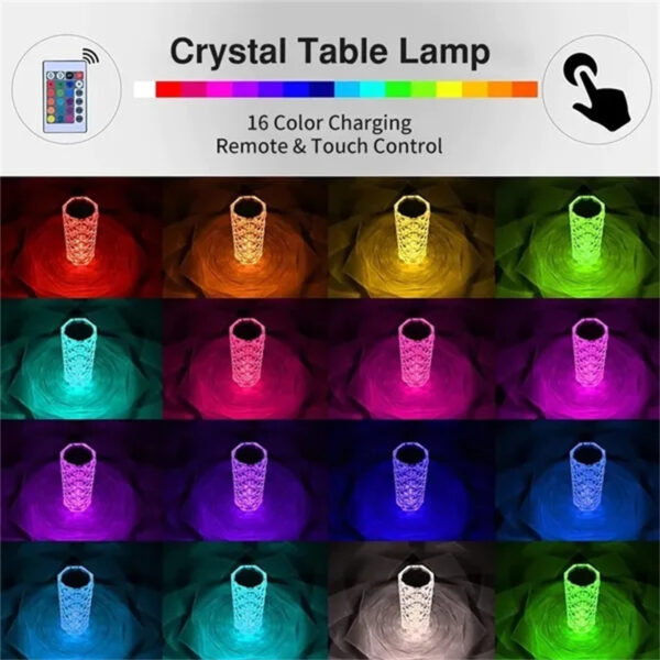 Diamond Rose Crystal Table Lamp